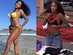 Flagra BBB25 da Giovanna Jacobina pagando peitinho